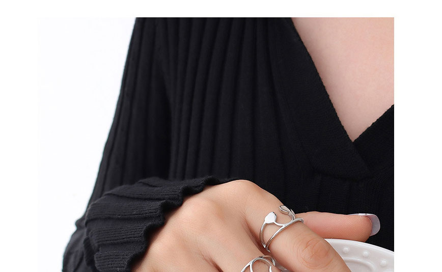 Fashion Gold Color Titanium Steel Gold-plated Hollow Double Peach Heart Ring,Rings