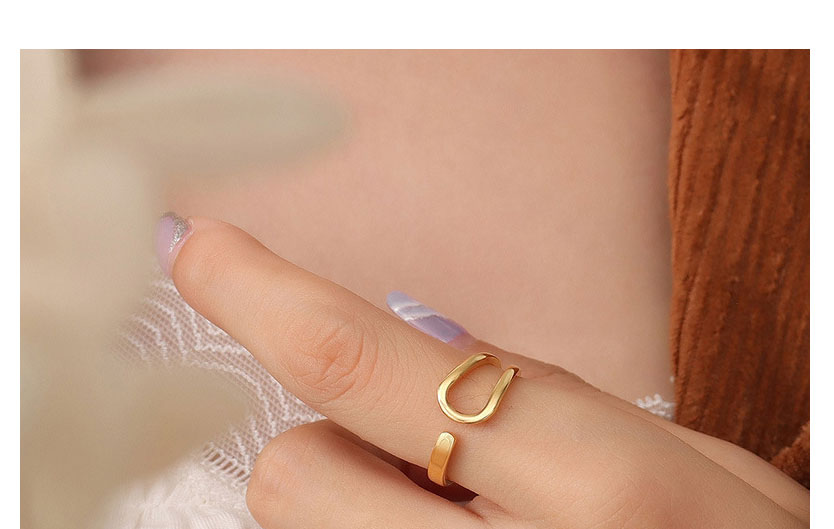 Fashion Gold Color Titanium Steel Geometric Hollow C-shaped Open Ring,Rings