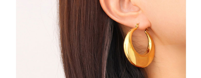 Fashion Gold Color Titanium Steel Gold-plated Geometric U-shaped Earrings,Earrings