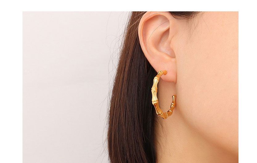 Fashion Gold Color Titanium Steel Gold-plated Geometric C-shaped Earrings,Earrings