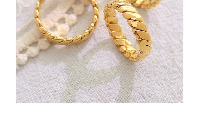 Fashion Gold Color Titanium Steel Gold Plated Coarse Twist Ring,Rings