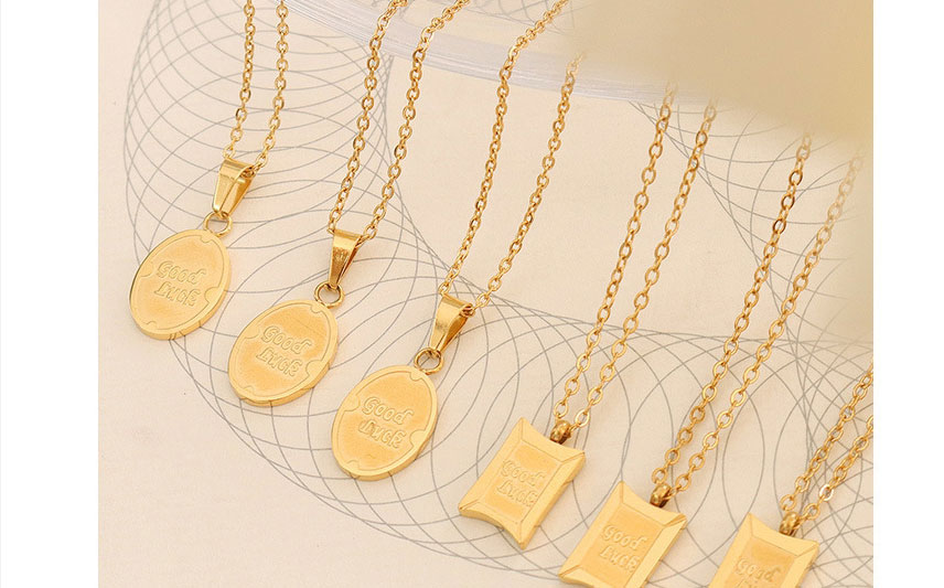 Fashion Gold Coloren Oval Necklace 40+5cm Titanium Steel Gold-plated Geometric Tag Necklace,Earrings