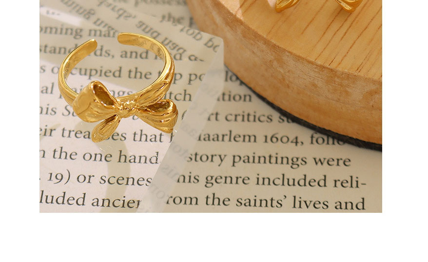 Fashion Gold Color Titanium Steel Three-dimensional Bow Ring,Rings