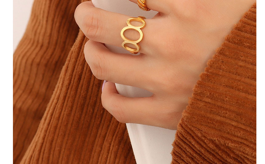 Fashion Gold Color Geometric Oval Hollow Ring,Rings