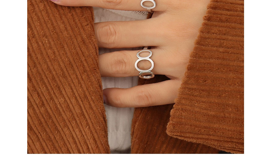 Fashion Steel Color Geometric Oval Hollow Ring,Rings