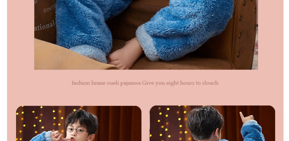 Fashion Kitty (8-16 Size) Coral Velvet Hooded Cartoon Plus Velvet Pajamas For Children,CURVE SLEEP & LOUNGE