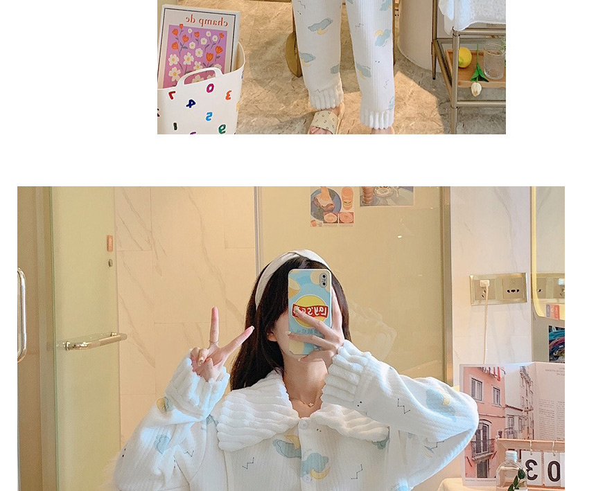 Fashion Lapel Bow Air Cotton Geometric Print Maternity Pajamas Set,CURVE SLEEP & LOUNGE
