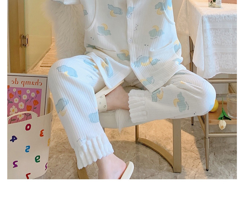 Fashion Footprints Bear Pink Air Cotton Geometric Print Maternity Pajamas Set,CURVE SLEEP & LOUNGE