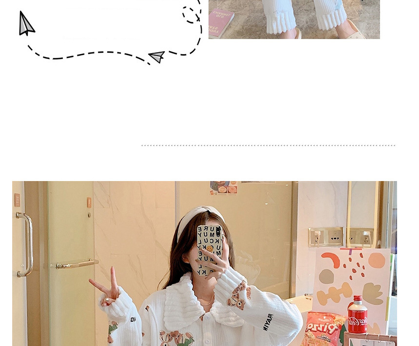 Fashion White Scarf Bear Air Cotton Geometric Print Maternity Pajamas Set,CURVE SLEEP & LOUNGE