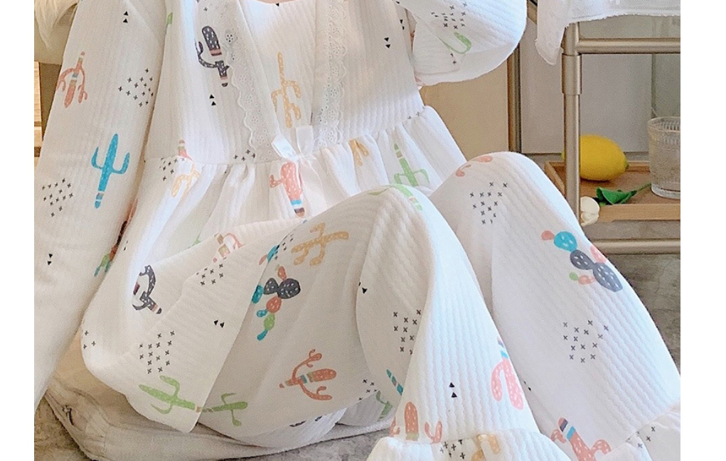 Fashion Cow Hedging Air Cotton Geometric Print Maternity Pajamas Set,CURVE SLEEP & LOUNGE