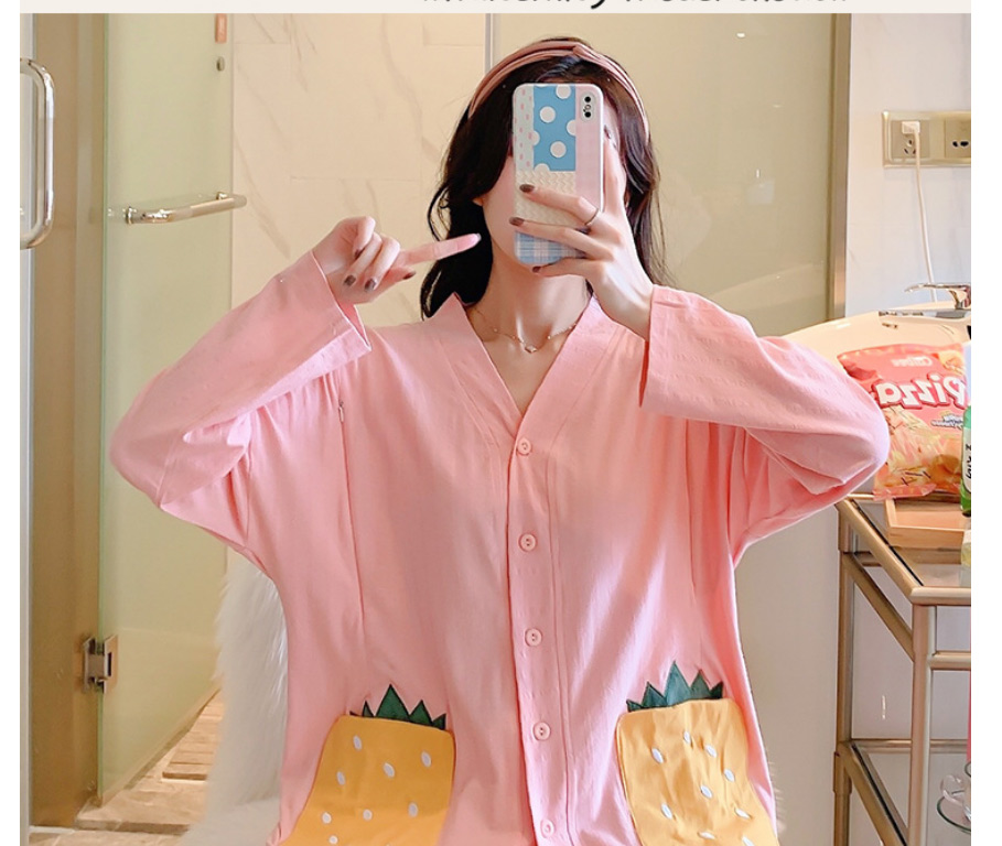 Fashion 3088 Pink Cotton Knitted Cartoon Pajamas Set,CURVE SLEEP & LOUNGE