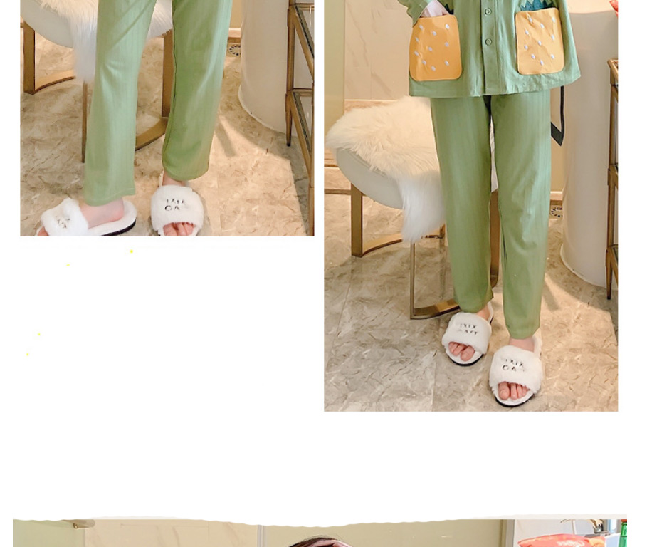 Fashion 3087 Green Cotton Knitted Cartoon Pajamas Set,CURVE SLEEP & LOUNGE