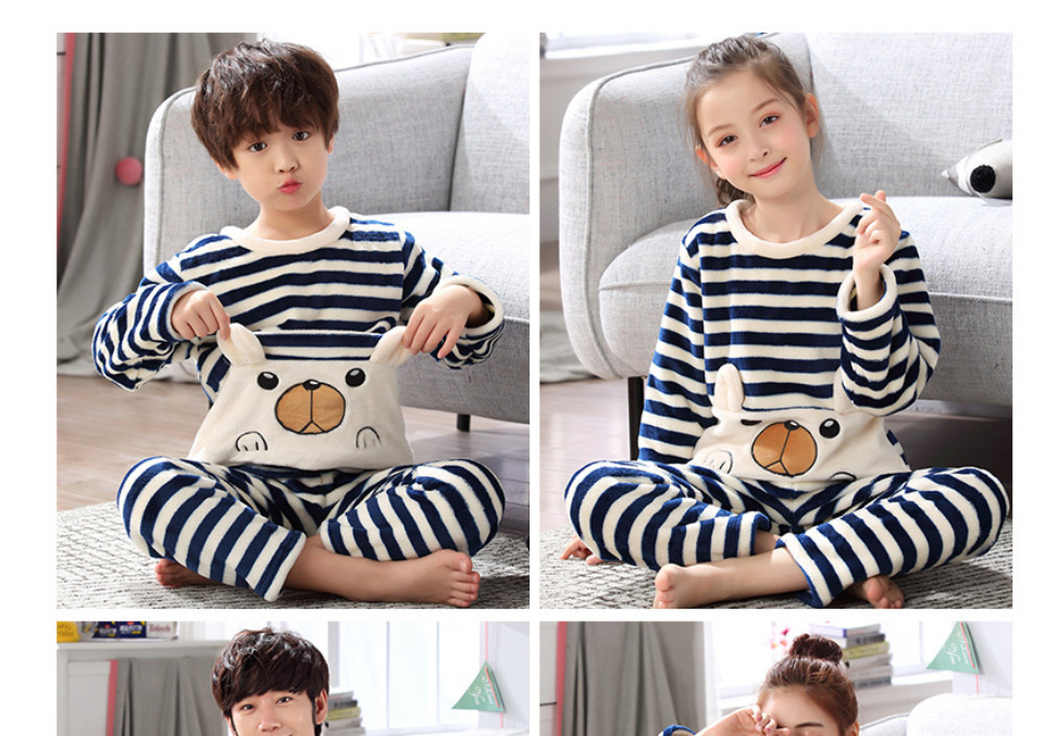 Fashion Tech Security (large Size) Flannel Cartoon Parent-child Pajamas Set,CURVE SLEEP & LOUNGE