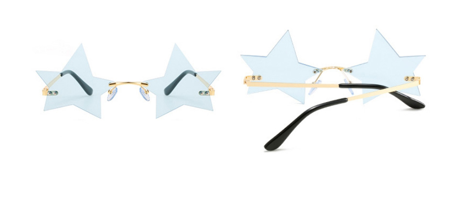 Fashion Ocean Green Tablets Five-pointed Star Frameless Sunglasses,Women Sunglasses