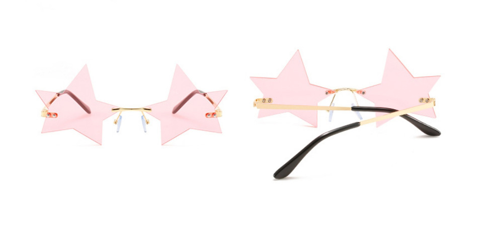 Fashion Marine Powder Five-pointed Star Frameless Sunglasses,Women Sunglasses