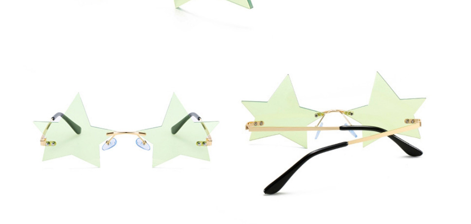Fashion Ocean Green Tablets Five-pointed Star Frameless Sunglasses,Women Sunglasses