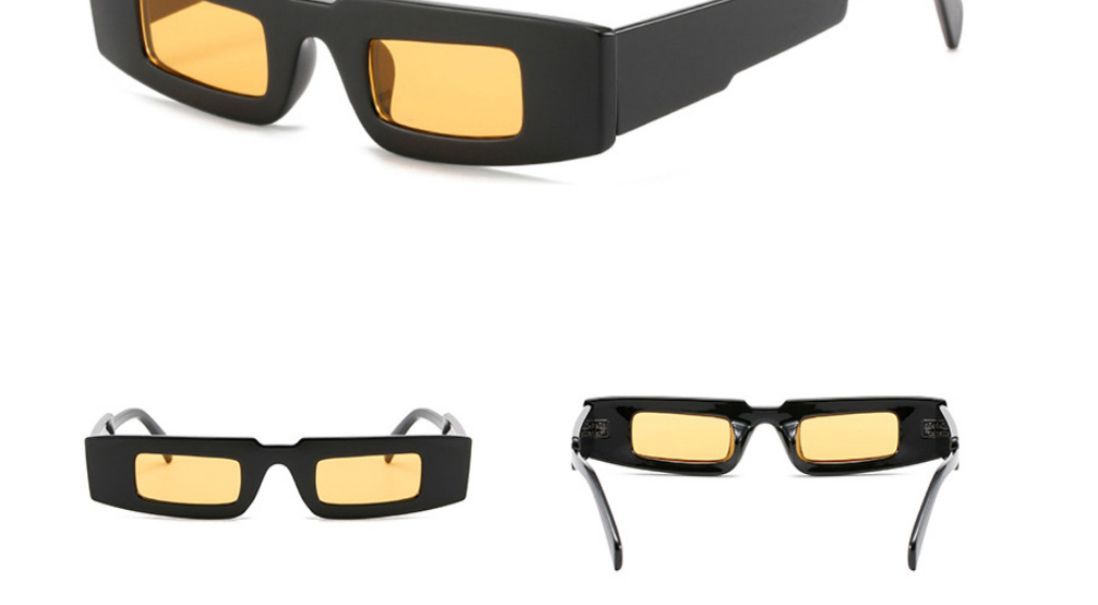 Fashion Black Frame Yellow Film Square Frame Sunglasses,Women Sunglasses