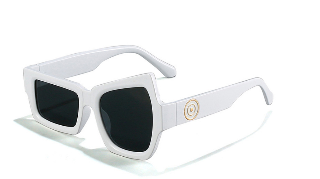 Fashion White Frame All Gray Film Pc Asymmetric Frame Sunglasses,Women Sunglasses
