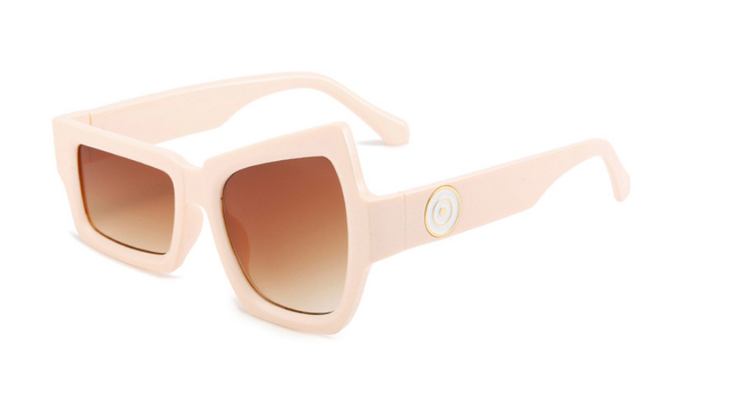 Fashion White Frame All Gray Film Pc Asymmetric Frame Sunglasses,Women Sunglasses