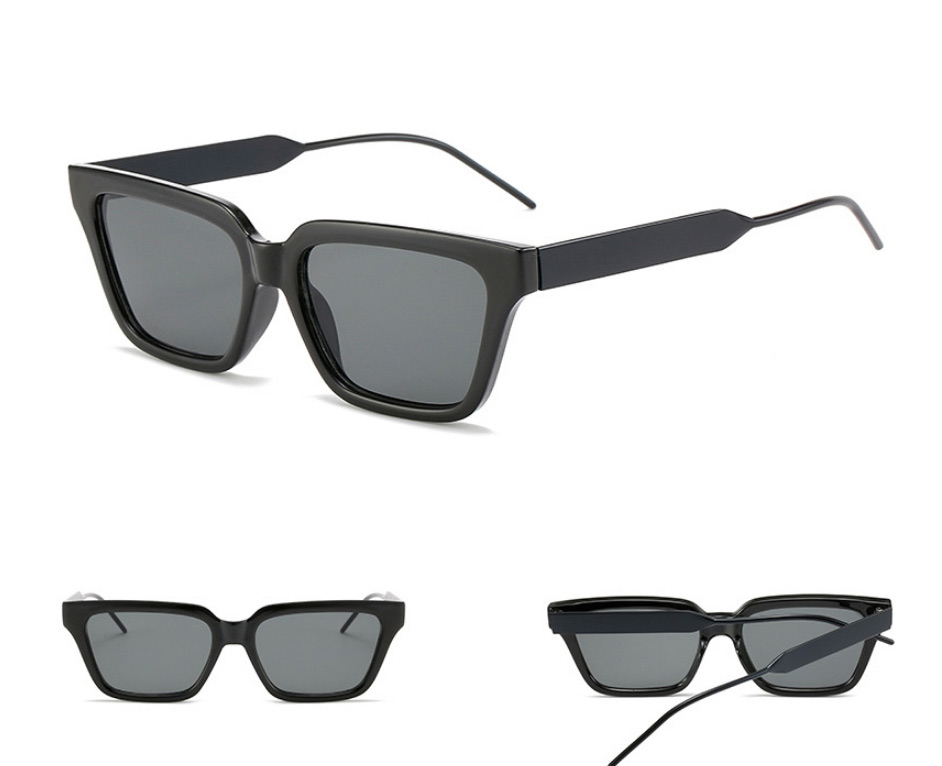 Fashion White Frame All Gray Film Square-frame Wide-leg Sunglasses,Women Sunglasses
