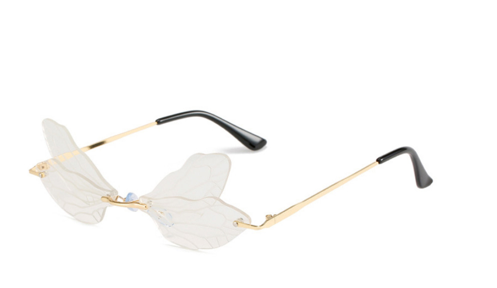 Fashion Gold Color Frame Transparent Sheet Dragonfly Sunglasses,Women Sunglasses