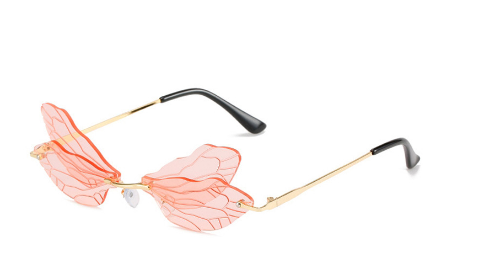 Fashion Gold Color Frame Transparent Sheet Dragonfly Sunglasses,Women Sunglasses