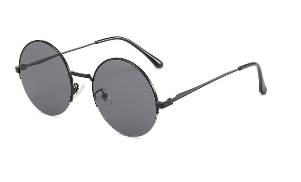 Fashion Silver Color Frame Blue Film Geometric Round Sunglasses,Women Sunglasses