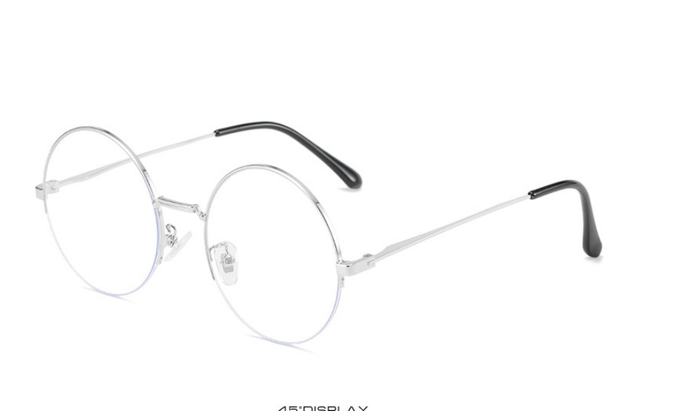 Fashion Silver Color Frame Blue Film Geometric Round Sunglasses,Women Sunglasses
