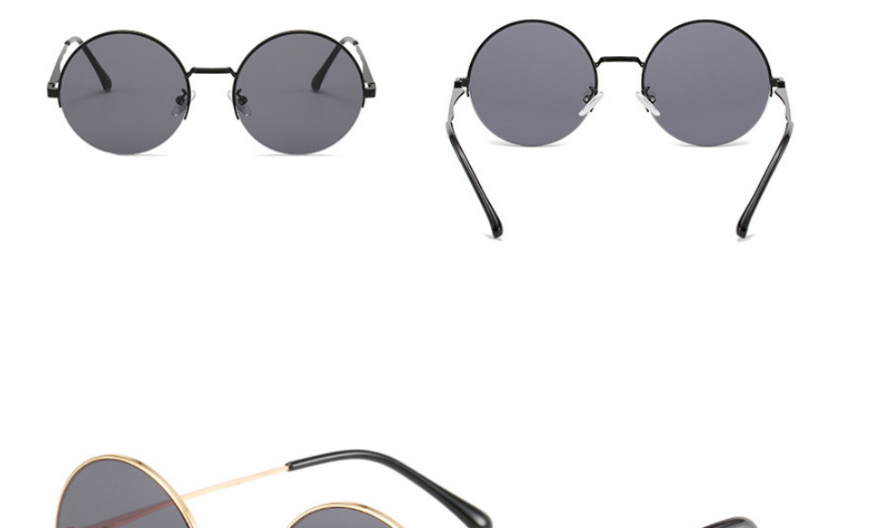 Fashion Gold Color Frame White Film (anti-blue Light) Geometric Round Sunglasses,Women Sunglasses