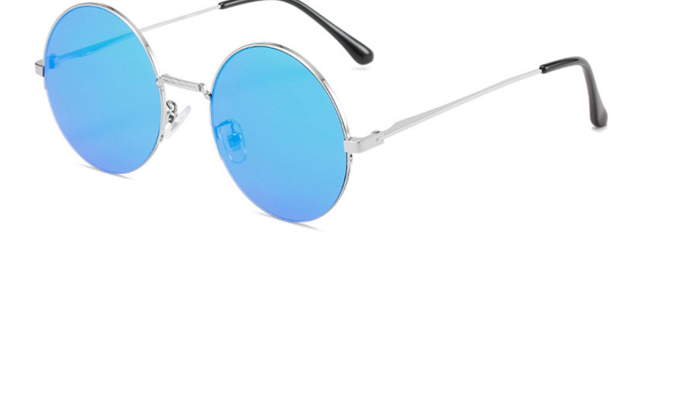 Fashion Silver Color Frame White Film (anti-blue Light) Geometric Round Sunglasses,Women Sunglasses