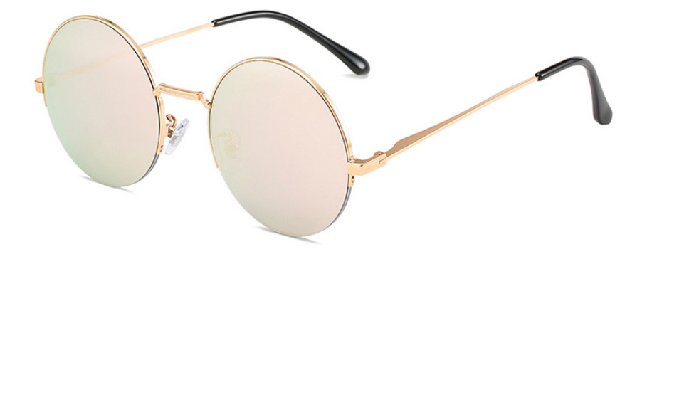 Fashion Silver Color Frame White Film (anti-blue Light) Geometric Round Sunglasses,Women Sunglasses