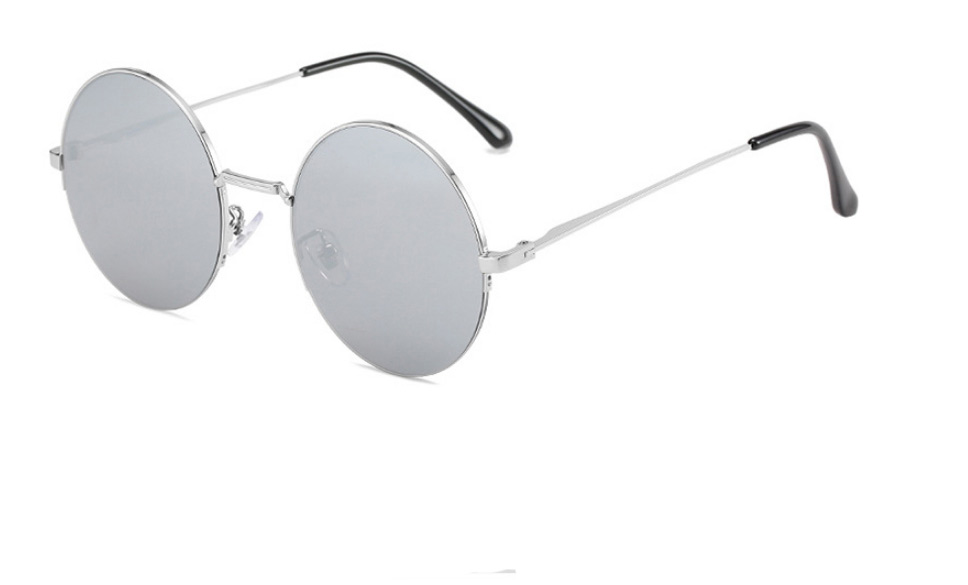 Fashion Silver Color Frame White Mercury Geometric Round Sunglasses,Women Sunglasses
