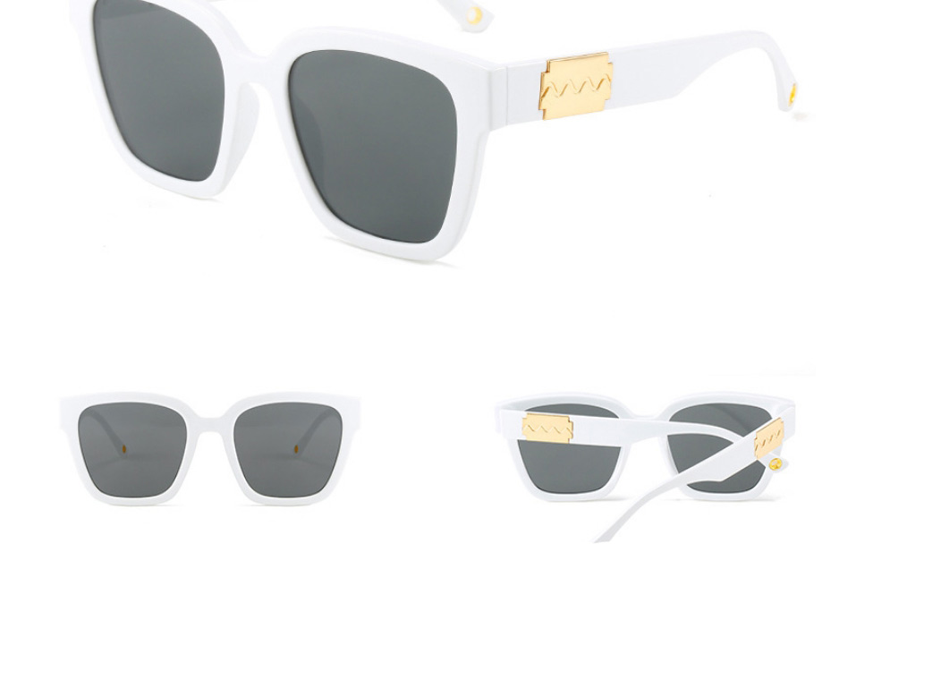 Fashion White Frame All Gray Film Pc Square Big Frame Sunglasses,Women Sunglasses