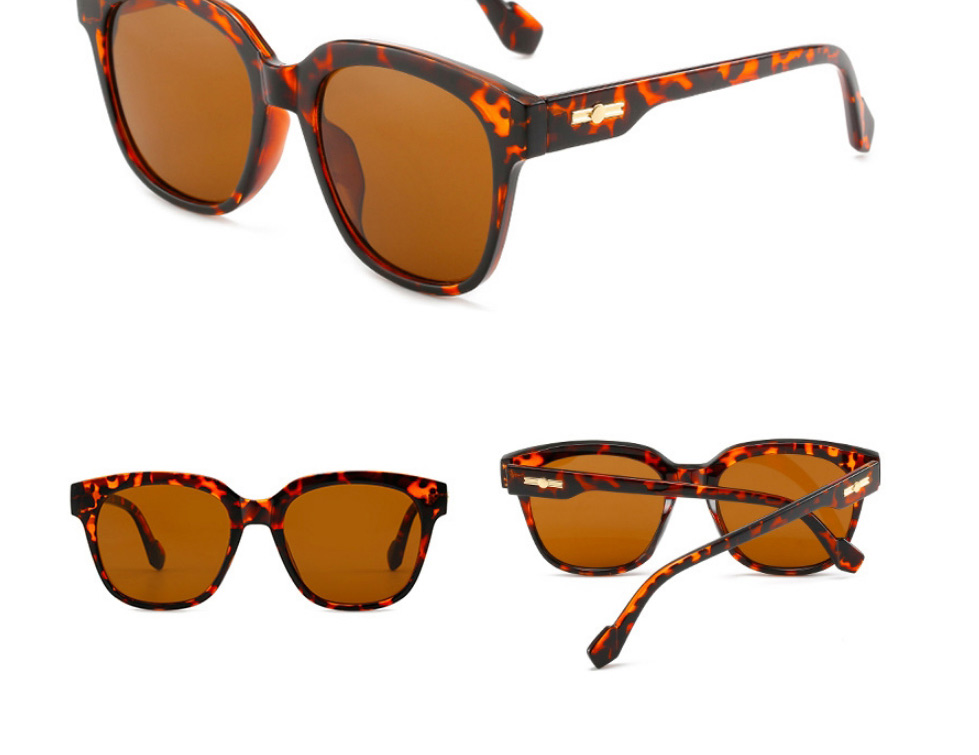 Fashion Leopard Frame Tea Slices Full Frame Square Sunglasses,Women Sunglasses