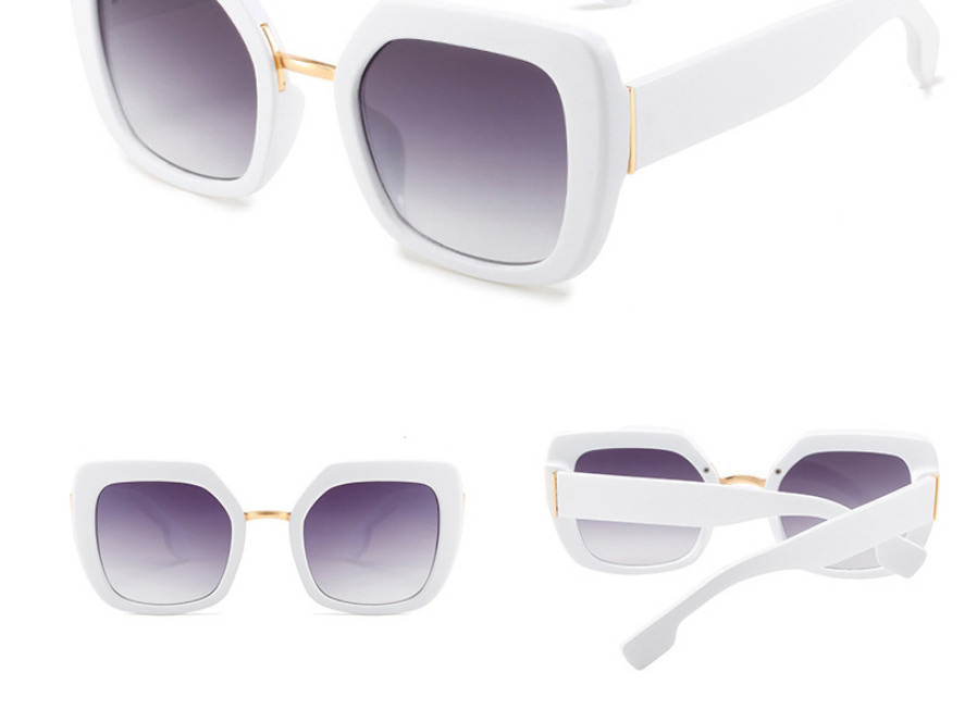 Fashion White Frame Double Gray Sheet Geometric Square Sunglasses,Women Sunglasses