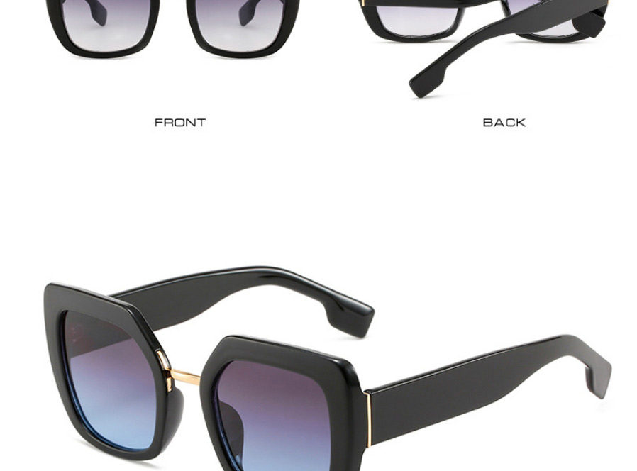 Fashion Black Frame Gray Blue Film Geometric Square Sunglasses,Women Sunglasses