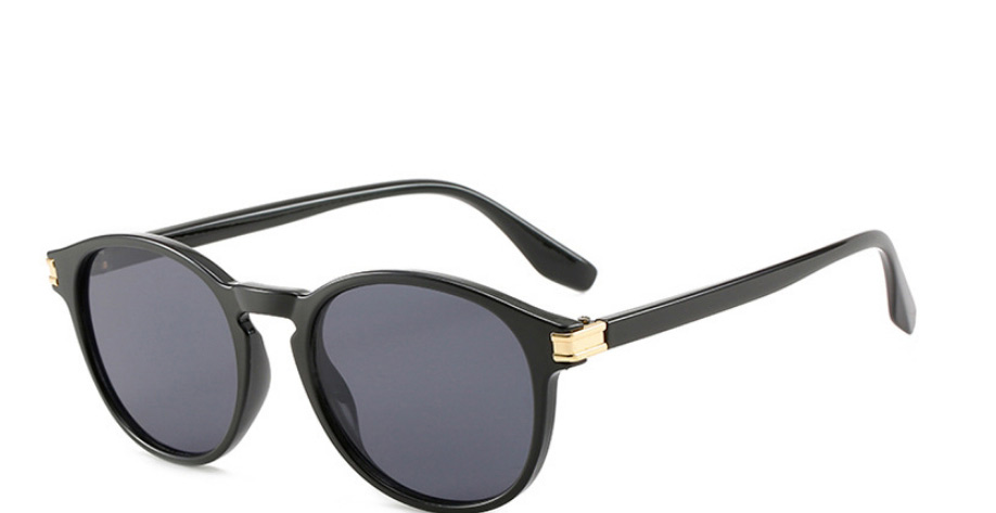 Fashion Black Frame Gray Piece Pc Round Frame Sunglasses,Women Sunglasses