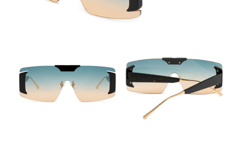 Fashion Off-white Frame Light Powder Tablets One-piece Large Frame Sunglasses,Women Sunglasses