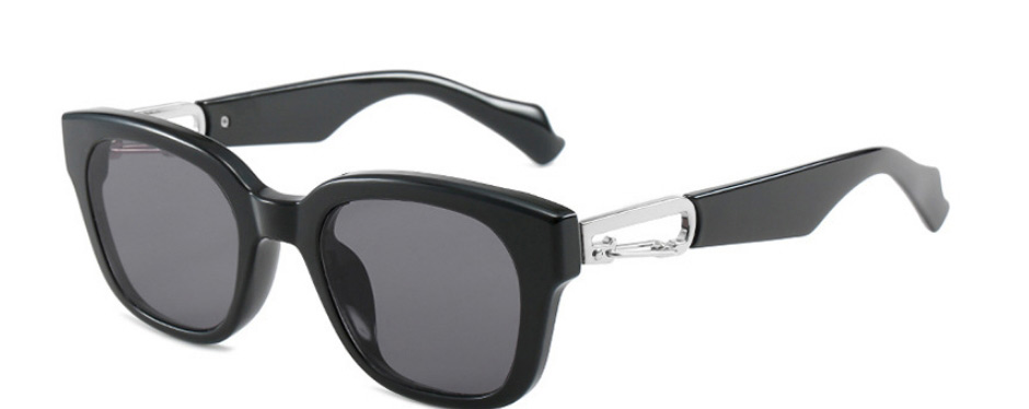 Fashion Black Framed Light Tea Slices Geometric Square Sunglasses,Women Sunglasses