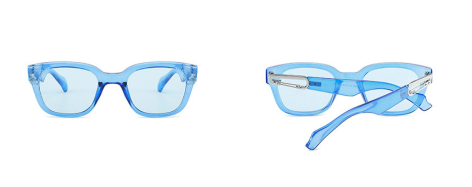 Fashion Blue Frame Geometric Square Sunglasses,Women Sunglasses