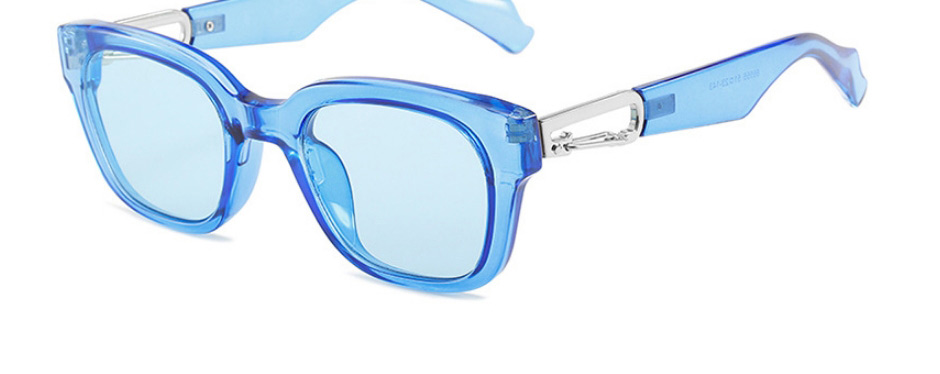 Fashion Blue Frame Geometric Square Sunglasses,Women Sunglasses