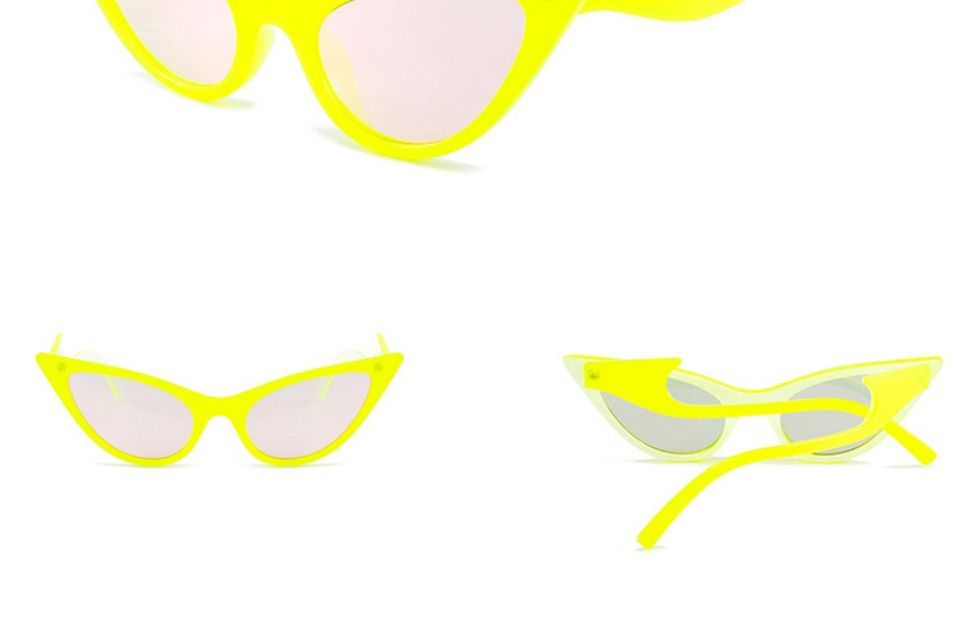 Fashion Yellow Frame Red Film Pc Color Contrast Cat Eye Sunglasses,Women Sunglasses