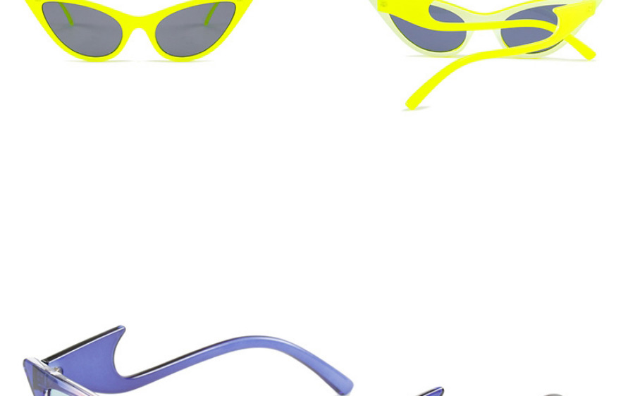 Fashion Yellow Framed Gray Piece Pc Color Contrast Cat Eye Sunglasses,Women Sunglasses