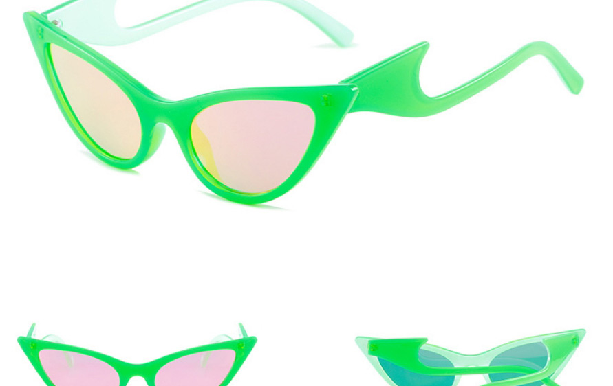 Fashion Green Frame Red Film Pc Color Contrast Cat Eye Sunglasses,Women Sunglasses