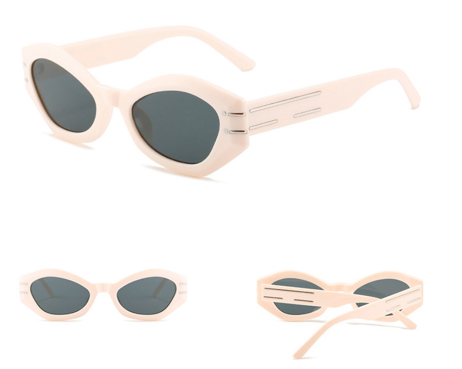 Fashion Off-white Frame Gray Piece Cat Eye Small Frame Sunglasses,Women Sunglasses
