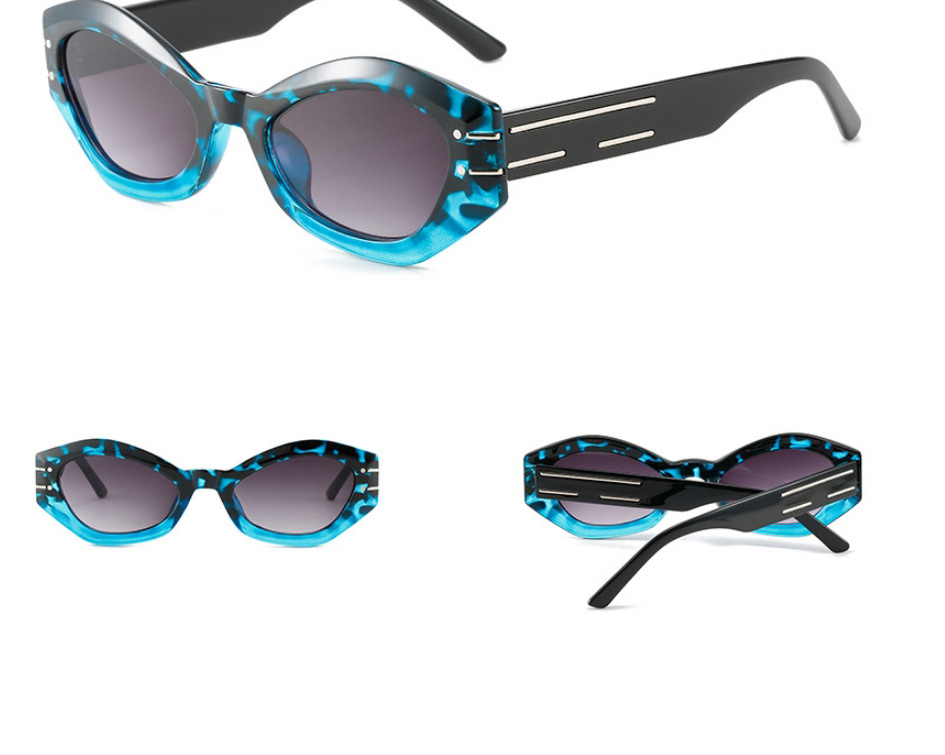 Fashion Black Frame Blue And Yellow Film Cat Eye Small Frame Sunglasses,Women Sunglasses