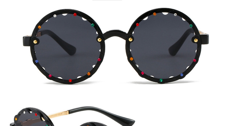 Fashion Tea Frame Tea Slices Round Frame Diamond Lace Sunglasses,Women Sunglasses