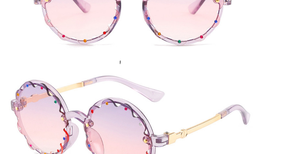 Fashion Gray-purple Frame Round Frame Diamond Lace Sunglasses,Women Sunglasses