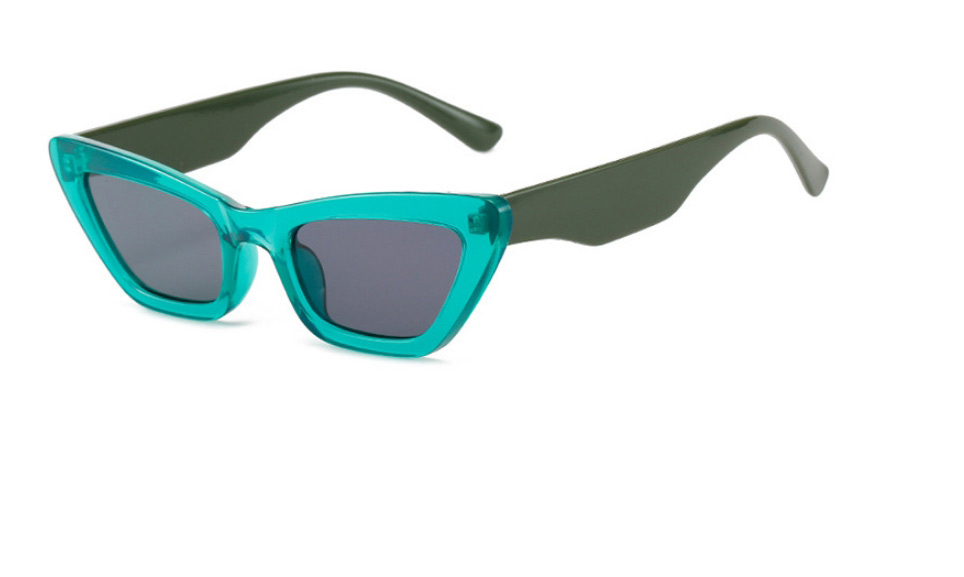Fashion Green Frame Gray Piece Cat Eye Small Frame Sunglasses,Women Sunglasses