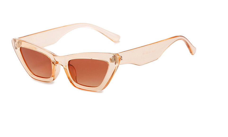 Fashion Champagne Box Tea Slices Cat Eye Small Frame Sunglasses,Women Sunglasses
